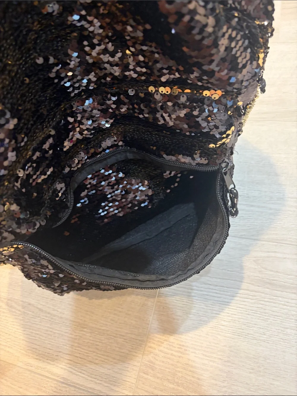 Kids Black and Gold Sequin Backpack